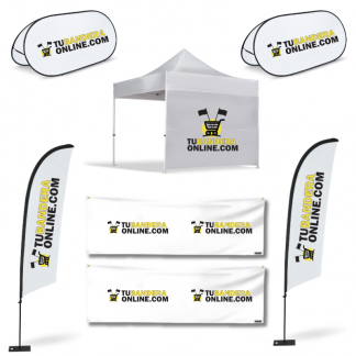 Pack TORNEO (Carpa 3x3 + Pared + 2 banderolas + 2 Golf Banner + 2 pancartas de 2x1m)