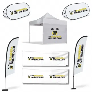 Pack TORNEO (Carpa 3x3 + Pared + 2 banderolas + 2 Golf Banner + 2 pancartas de 2x1m)