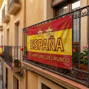 bandera bicampeones mundial 2026 españa